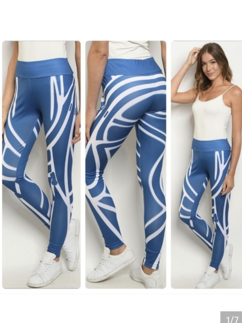 FABRIC & FABRIC Blue Abstract Leggings - Picture 9 of 9